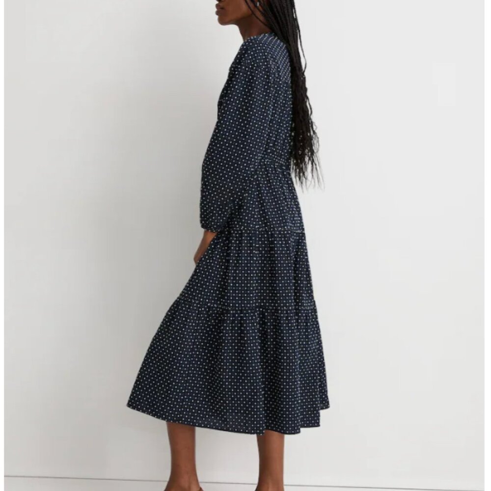 Madewell Navy Blue Polka Dot Midi Dress